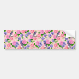 Autocollant De Voiture Robin et fleurs, motif aquarelle