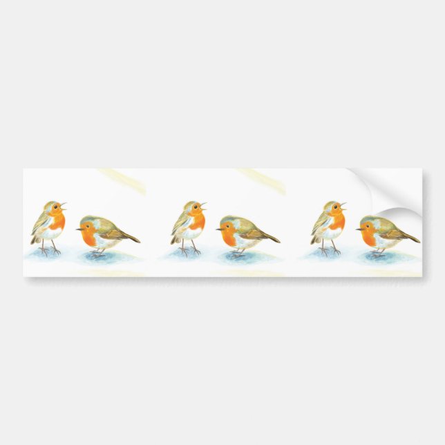 Autocollant De Voiture Robins rouges en hiver (Devant)