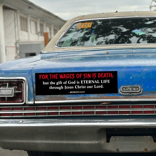 Autocollant De Voiture Roi Jacques Bible Romains 6:23 Evangile chrétien (Créateur téléchargé)