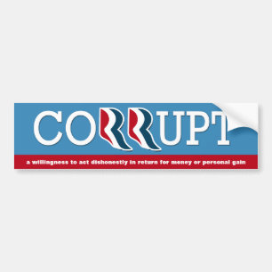 Autocollant De Voiture Romney et Ryan - corrompez
