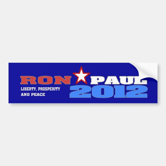 Autocollant De Voiture Ron Paul 2012 (liberté, prospérité et paix) (Devant)