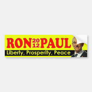 Autocollant De Voiture Ron Paul 2012 - Liberté, prospérité, paix