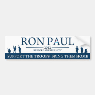 Autocollant De Voiture Ron Paul 2012 - Soutenez les troupes