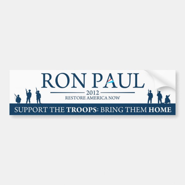 Autocollant De Voiture Ron Paul 2012 - Soutenez les troupes (Devant)