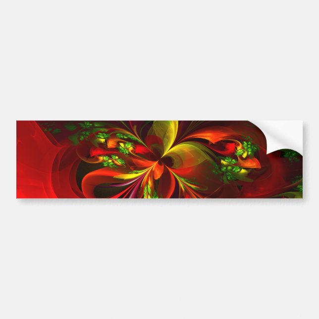 Autocollant De Voiture Rouge vert moderne Floral Abstrait Art Motif #05 (Devant)