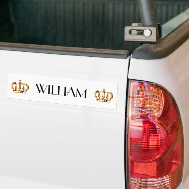 Autocollant De Voiture Royal Gold Crown Name White (Sur camion)