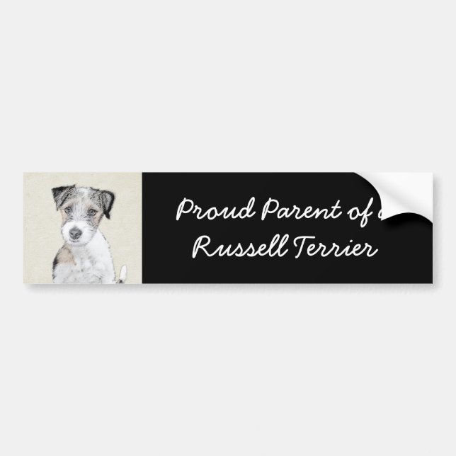 Autocollant De Voiture Russell Terrier Peinture rugueuse - Art Chien orig (Devant)