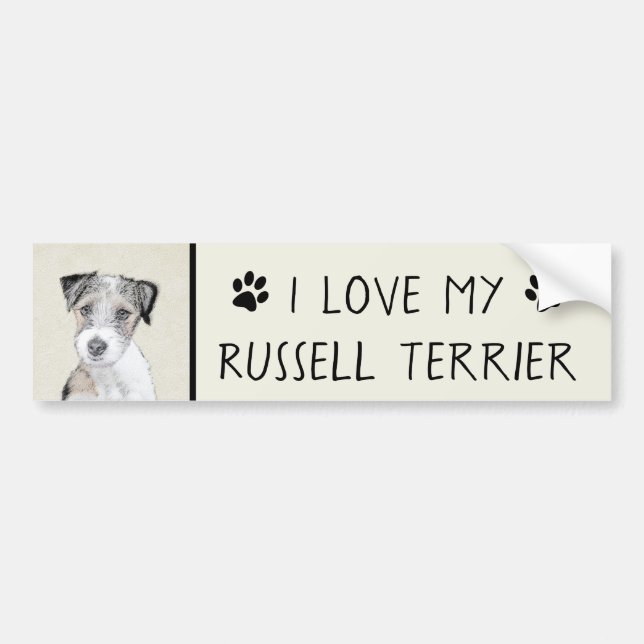 Autocollant De Voiture Russell Terrier Peinture rugueuse - Art Chien orig (Devant)