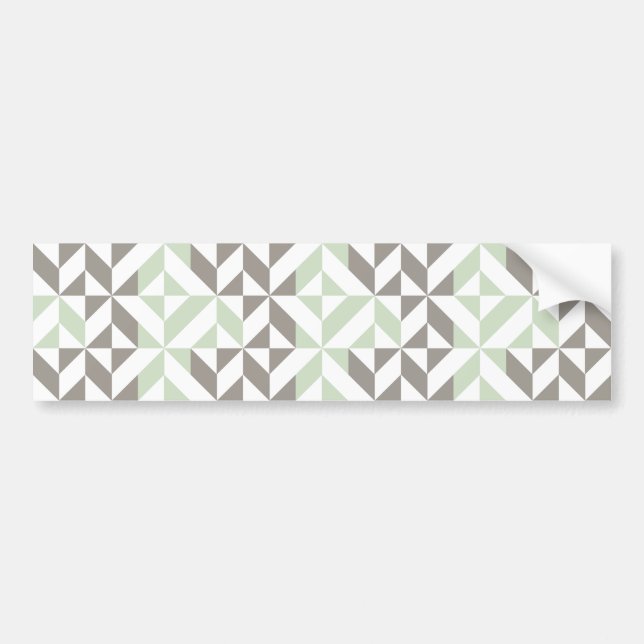 Autocollant De Voiture Sage Green and Silver Geometric Deco Cube Pattern (Devant)