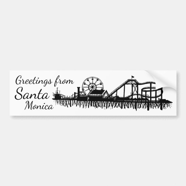Autocollant De Voiture Salutations de Père Noël Monica California CA Pier (Devant)