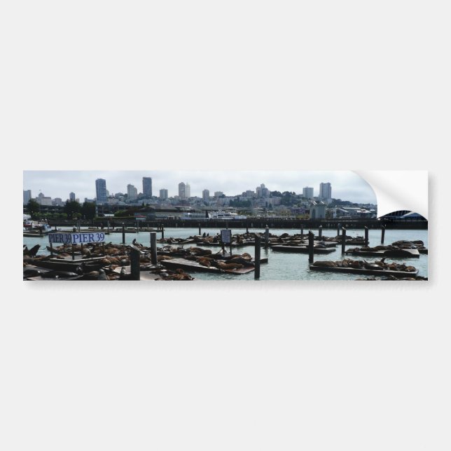 Autocollant De Voiture San Francisco et Pier 39 Sea Lions City Skyline (Devant)
