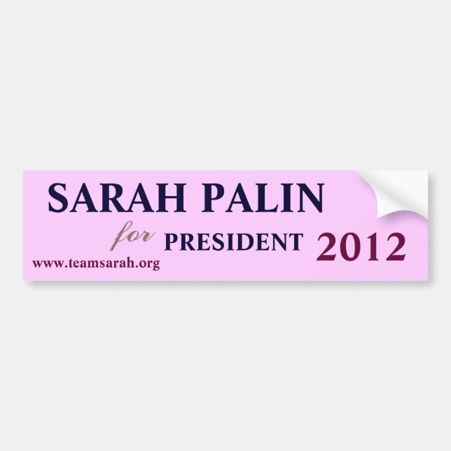AUTOCOLLANT DE VOITURE SARAH PALIN POUR LE PRÉSIDENT 2012 (Devant)