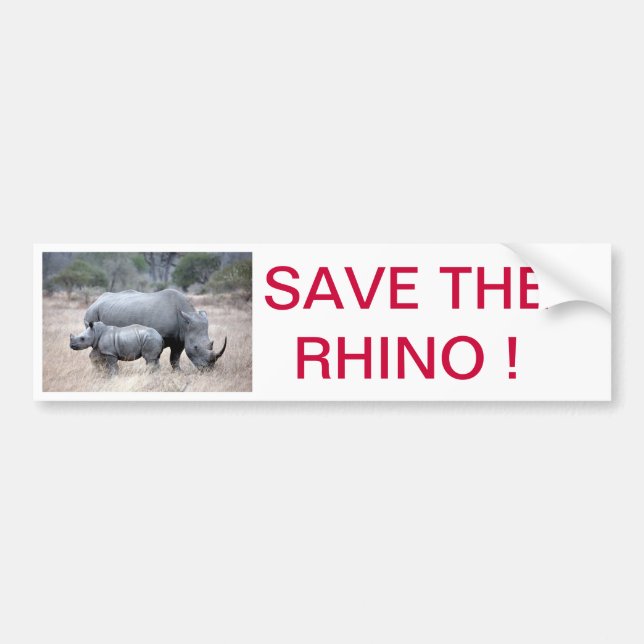 Autocollant De Voiture Sauvez le rhinocéros ! (Devant)