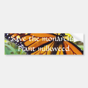 Autocollant De Voiture Sauvez les monarques, plante milkweed - Bumper sti