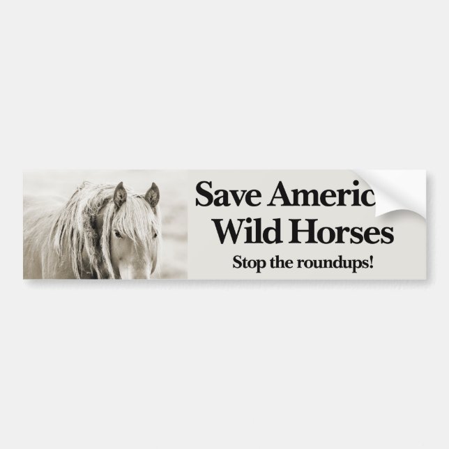 Autocollant De Voiture Save America's Wild Horses - Stop the Roundups! (Devant)