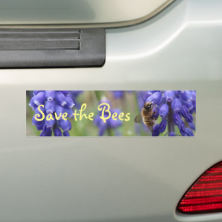Autocollant De Voiture Save The Bees Environmental Bee on Flower Purple