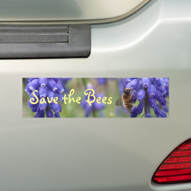 Autocollant De Voiture Save The Bees Environmental Bee on Flower Purple (En voiture)