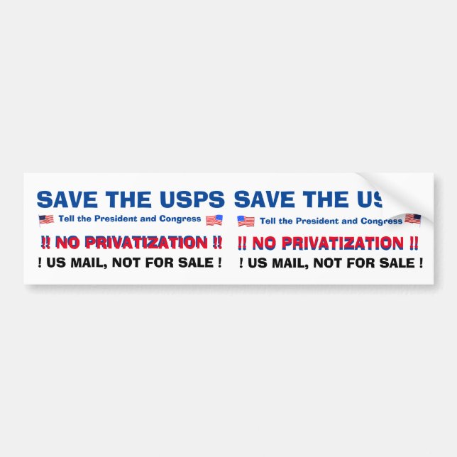 AUTOCOLLANT DE VOITURE SAVE THE US POST OFFICE ! #2 A TWO-FER (Devant)