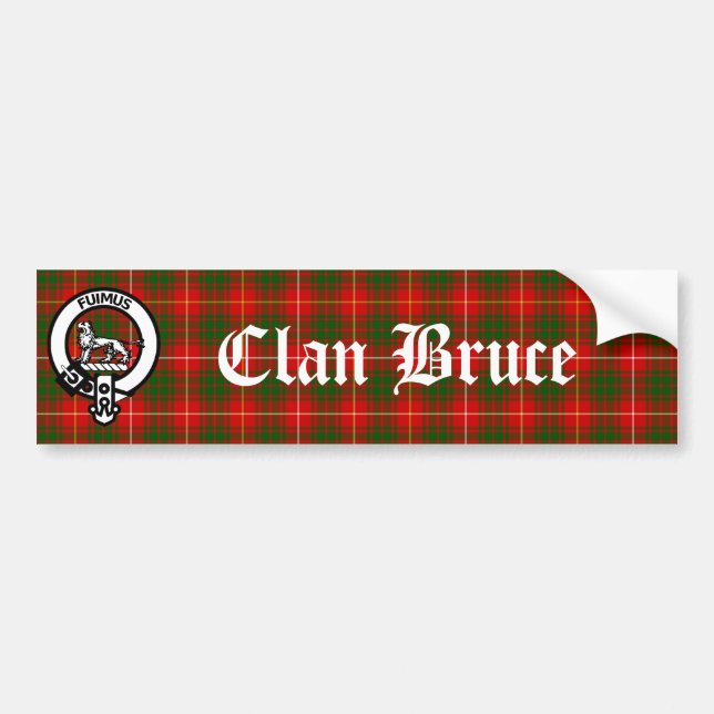 Autocollant De Voiture Scottish Clan Bruce Crest Badge et Tartan (Devant)