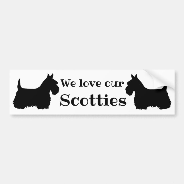 Autocollant De Voiture Scottish Terrier, Nous aimons nos Scotties, 2 Scot (Devant)