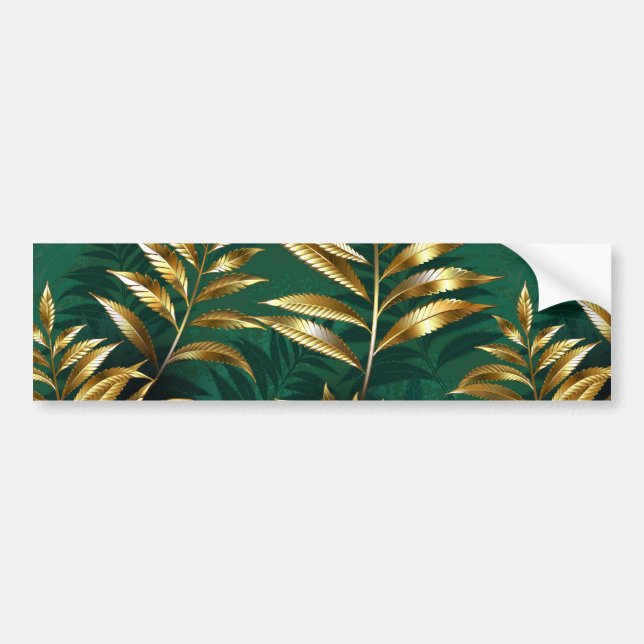 Autocollant De Voiture Seamless pattern with golden ferns (Devant)