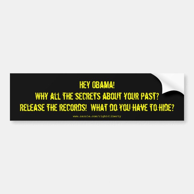 Autocollant De Voiture Secrets d'Obama (Devant)