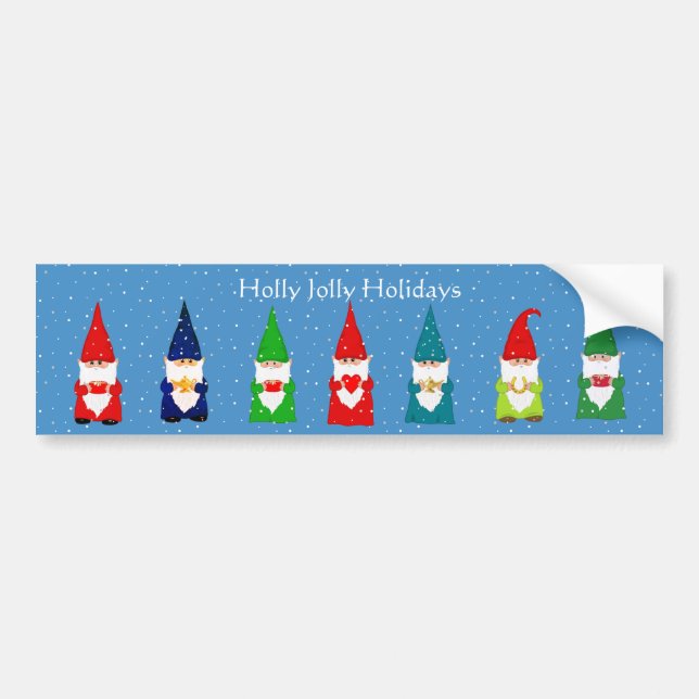 Autocollant De Voiture Sept Gnomes de Noël en bleu clair (Devant)