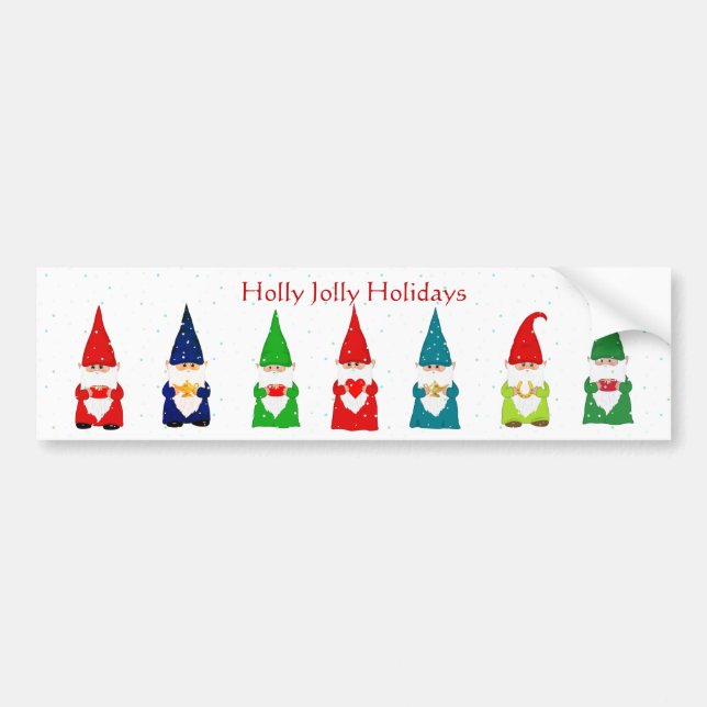 Autocollant De Voiture Sept Gnomes de Noël sur Sticker Bumper Blanc (Devant)