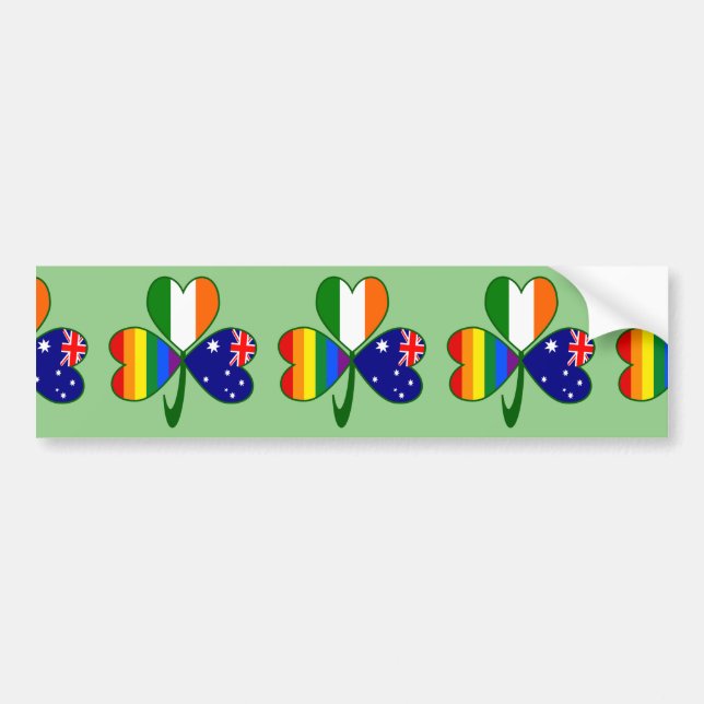 Autocollant De Voiture Shamrock Gay pride irlandais australien (Devant)