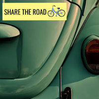 SHARE THE ROAD Cute Blue Bicycle Cyclist