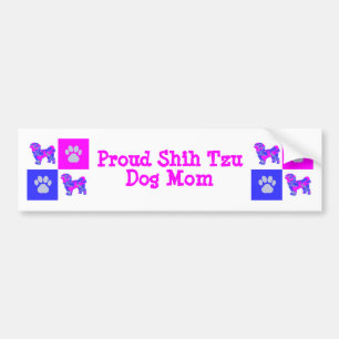 Autocollant De Voiture Shih Tzu Chien Silhouette Hot rose et Blue Best Mo