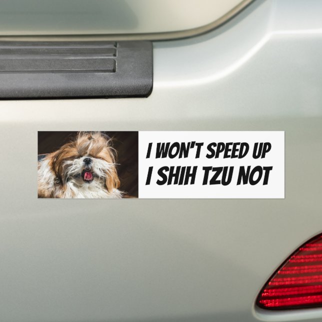 Autocollant De Voiture Shih tzu not Won't speed up drôle chien mignon cou (En voiture)