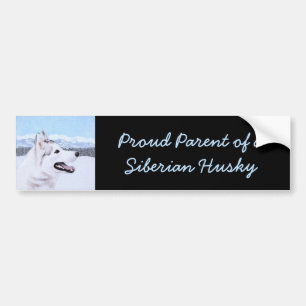 Autocollant De Voiture Sibérie Husky (argent et blanc) Peinture Chien Art