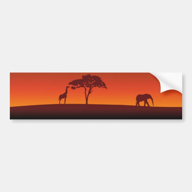 Autocollant De Voiture Silhouette africaine de safari - adhésif pour (Devant)
