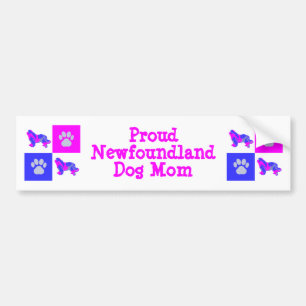 Autocollant De Voiture Silhouette de chien de Terre-Neuve rose chaud et b