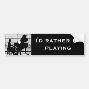 Autocollant De Voiture Silhouette de Piano Style Art Déco   Noir et Blanc