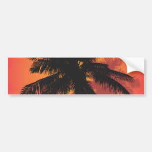 Autocollant De Voiture Silhouettes de coucher du soleil de palmiers