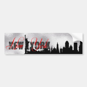 Autocollant De Voiture Silver, Black New York Skyline