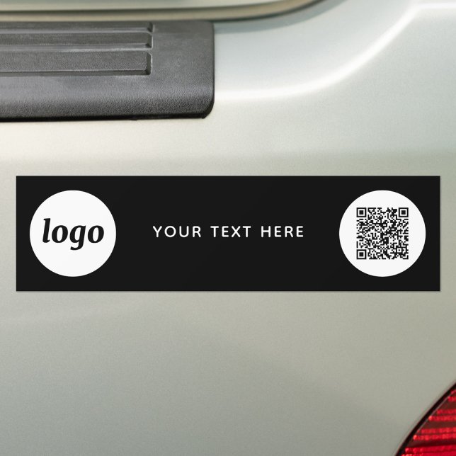 Autocollant De Voiture Simple Logo and Text Business QR Code Promotional (Simple logo with custom text QR code business branding promotional bumper sticker)