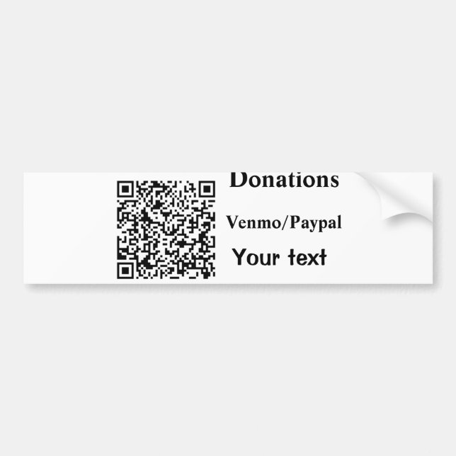 Autocollant De Voiture Simple minimal add barcode donations venmo paypal  (Devant)