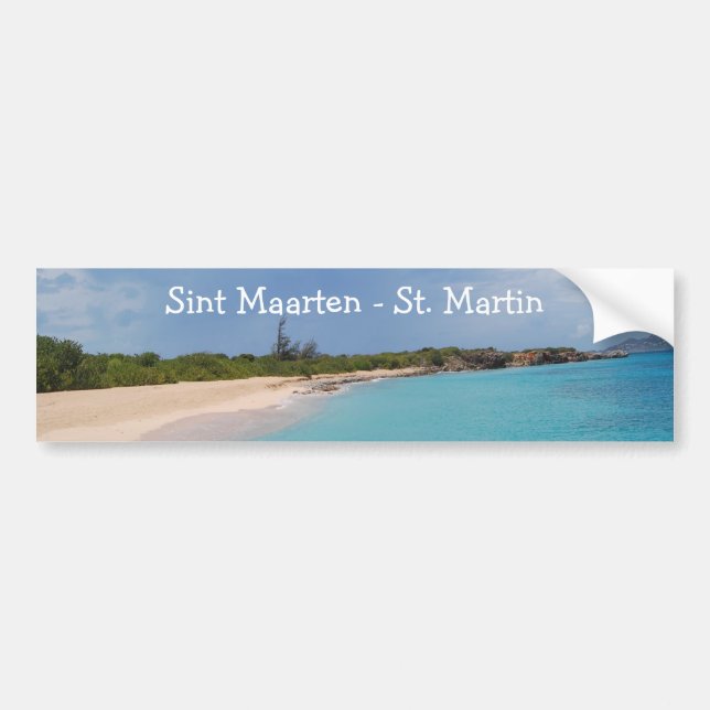 Autocollant De Voiture Sint Maarten - Scène de la plage St Martin (Devant)