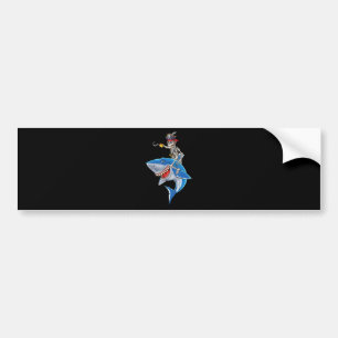 Autocollant De Voiture Skeleton Pirate équitation Requin mignonette Garço