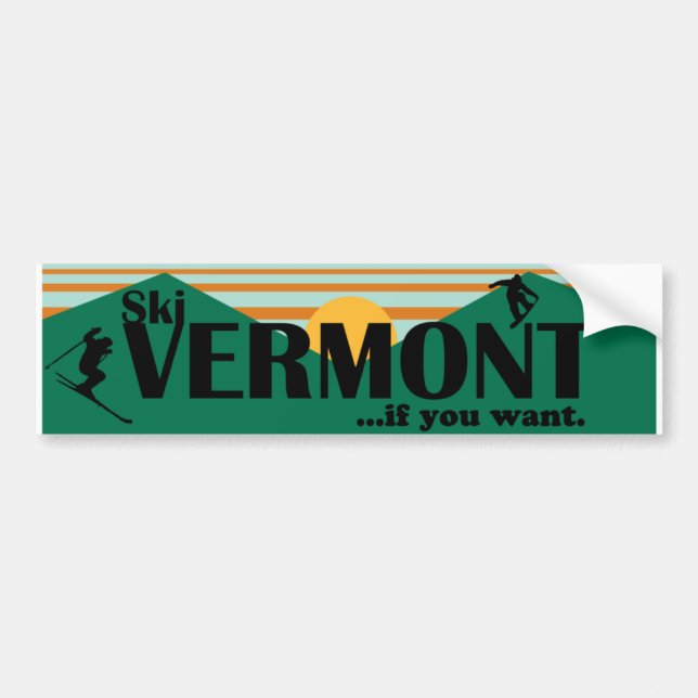 Autocollant De Voiture Ski Vermont… si vous voulez (Devant)