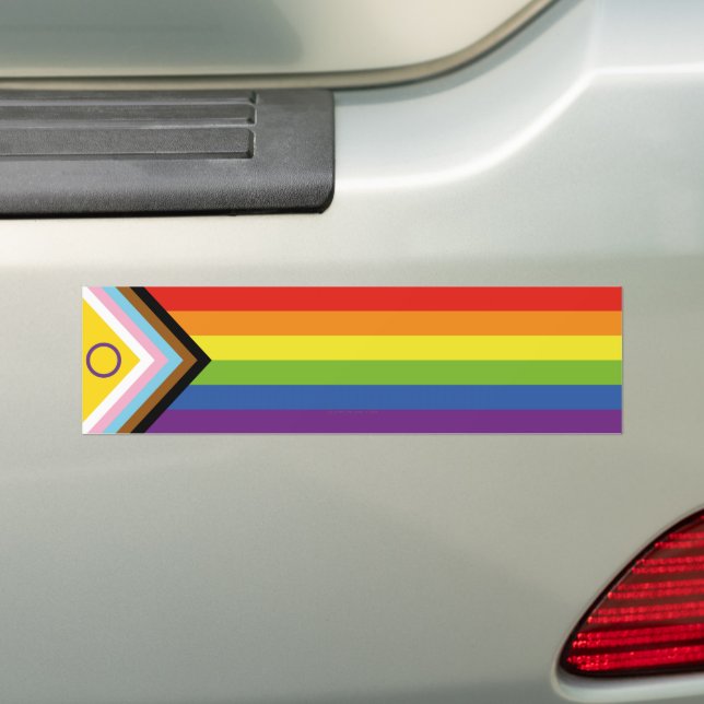 Autocollant De Voiture SlipperyJoe Intersex Progrès Fierté Drapeau arc-en (En voiture)