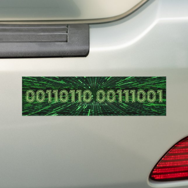 Autocollant De Voiture SlipperyJoe's 69 code binaire dynamique ordinateur (En voiture)