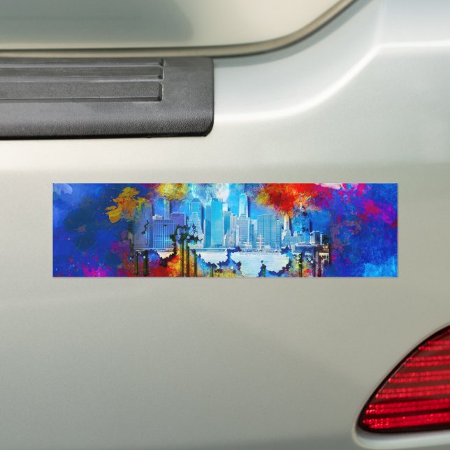 Autocollant De Voiture SlipperyJoe's gratte-ciel NYC bâtiments artwork gr (En voiture)