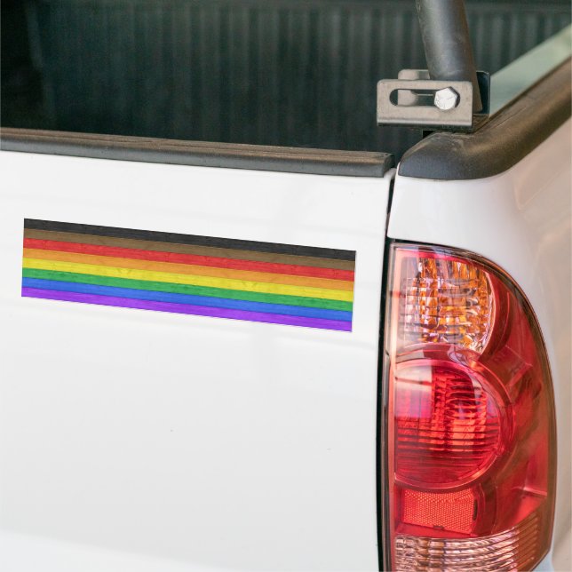Autocollant De Voiture SlipperyJoe's inclusive gay pride drapeau en bois  (Sur camion)