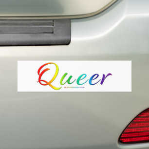 Autocollant De Voiture SlipperyJoe's queer orgueil couleurs mot symbole f