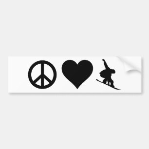 Autocollant De Voiture Snowboarding d'amour de paix