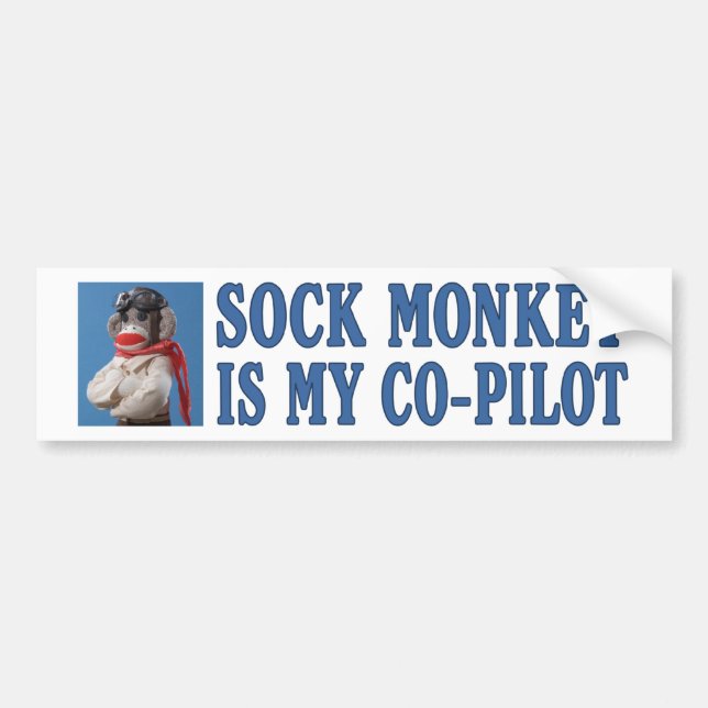 Autocollant De Voiture Sock Monkey est mon co-pilote (Devant)